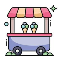 Conceptual flat design icon of street cart vector