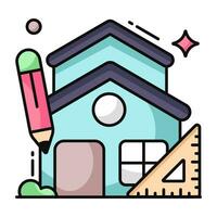 icono de descarga premium del plano de la casa vector