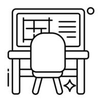 A linear design icon of workplace vector