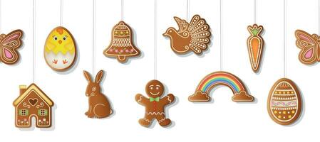 easter seamless gingerbreads border vector