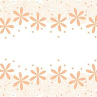 Abstract double sided flower frame with top and bottom borders with copy space in trendy Peach Fuzz vector