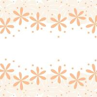 Abstract double sided flower frame with top and bottom borders with copy space in trendy Peach Fuzz vector