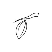 a black and white drawing of a leaf on a branch vector