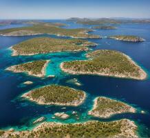 ai generado aéreo ver de el isla de kornati en Croacia. foto