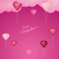 Background design with three-dimensional hearts and clouds. Place for text. Happy Valentine's Day sale header. vector