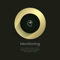 Monitoring icon, luxury circles diagram of work flow, options infographic elements design, vector illustration. Golden and premium concepts vector template