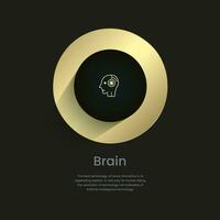 Brain icon, luxury circles diagram of work flow, options infographic elements design, vector illustration. Golden and premium concepts vector template