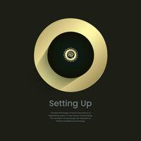 Setting up icon, luxury circles diagram of work flow, options infographic elements design, vector illustration. Golden and premium concepts vector template