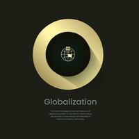 Gobalization luxury circles diagram of work flow, options infographic elements design, vector illustration. Golden and premium concepts vector template