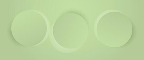 Abstract circle backdrop for cosmetic product. Collection of 3 uxury geometric eleglant green background with copy space, vector illustration