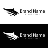 Wing logo black silhouette design simple minimalist bird wings vector illustration template