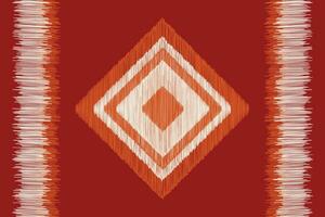 Ethnic Ikat fabric pattern geometric style.African Ikat embroidery Ethnic pattern red christmas day background. Abstract,vector,illustration.Texture,clothing,frame,decoration,motif. vector