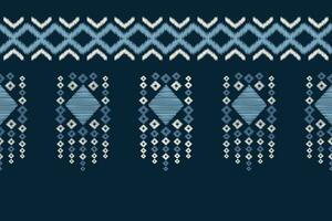 Ethnic Ikat fabric pattern geometric style.African Ikat embroidery Ethnic oriental pattern blue background. Abstract,vector,illustration.Texture,clothing,frame,decoration,motif. vector