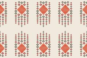 Ethnic Ikat fabric pattern geometric style.African Ikat embroidery Ethnic oriental pattern brown cream background. Abstract,vector,illustration.Texture,clothing,frame,decoration,motif,carpet. vector