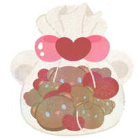 Valentine Cute Chocolate Cookies In A Plastic Bag For Valentine's Day png