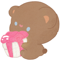 Valentine Cute Teddy Bear Holding A present png