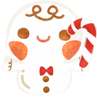 Kerstmis schattig levendig peperkoek sneeuwman papercraft met snoep riet png