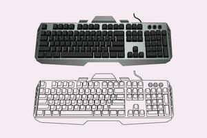 Gaming keyboard top view isolated on Background vector illustration eps