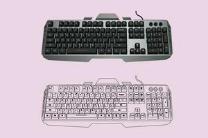 Gaming keyboard top view isolated on Background vector illustration eps