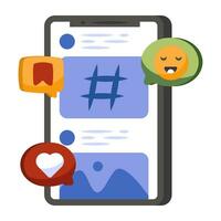 teléfono hashtag icono, editable vector