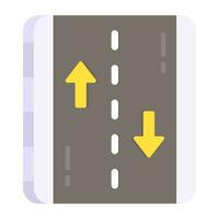 Conceptual flat design icon of two way road vector
