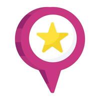 Star inside placeholder, icon of favorite location vector