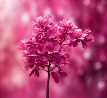 AI generated Beautiful pink flowers with a bokeh background, spring nature. photo
