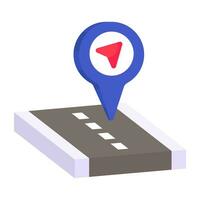 A flat design icon of road location vector