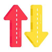 Opposite direction arrows icon vector