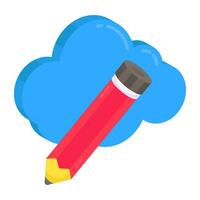 A flat design icon of cloud writing vector