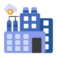 Conceptual flat design icon of cloud factory vector