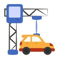 A creative design icon of car lifting crane vector