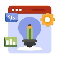 Pencil inside lightbulb, icon of creative writing vector