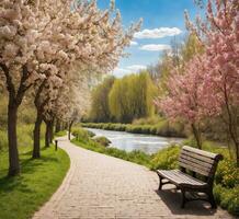 ai generado florecer árbol en primavera foto