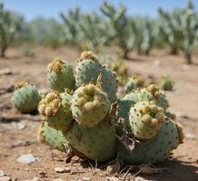 ai generado Opuntia cactus en el Desierto de sossusvlei, Namibia foto