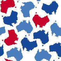 Red and blue maps of Australia in seamless pattern vector