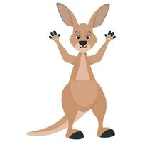 Funny brown kangaroo with paws up vector