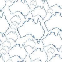 Seamless pattern of Australia map in outline on a white background vector