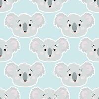 Cute gray koala heads in a seamless pattern on a blue background vector