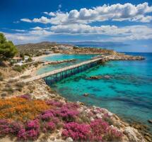 AI generated Famous Balos beach on Crete island, Greece. Summer landscape. photo