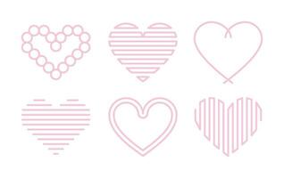 Various Linear Hearts in Pink Color vector