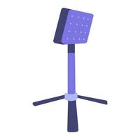 LED light on a tripod for shooting video. Working equipment for a beauty blogger. Vector flat illustration.