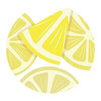 Round yellow lemon flat icon for design of social networks and websites. Simple vector clipart