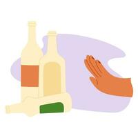 Alcohol addiction concept. Cartoon flat vector illustration