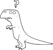 black and white cartoon confused dinosaur png