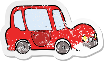 retro distressed sticker of a cartoon car png