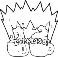 black and white cartoon espresso png