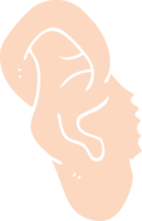 flat color illustration of a cartoon ear png