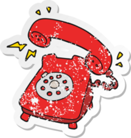 retro distressed sticker of a cartoon ringing telephone png