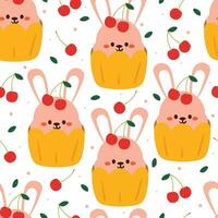 seamless pattern cartoon bunny and food character. cute animal wallpaper for textile, gift wrap paper vector